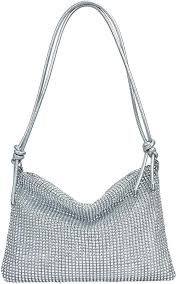 Bolso Ceeyoll Plateado con Diamantes Imitación
