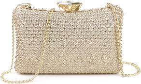 Bolso Dorado Mujer Fiesta - NICOLE DORIS Ceremonia Brillantina Bandolera