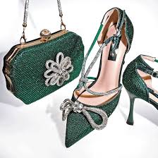 Conjunto Completo de Zapatos y Bolso CHUNYU con Diamantes