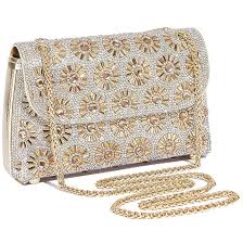 Bolso de Mano Dorado Muteitt con Diamantes Imitación Brillante