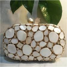 Bolso Minaudiere Cristal Diamantes Dorado para Mujer Fiesta