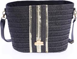 Bolso Rafia Negro DON ALGODON Viana Bandolera Verano