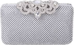 Bolso de Boda Plateado SYMALL con Diamantes Cristales Brillantes