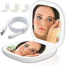 Molbory Maquillaje Bolsillo Portátil con Espejo y Luz