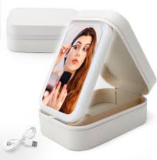 Organizador Portátil de Maquillaje Iluminado TNSLAND - Espejo de Maquillaje con Luz de Bolso