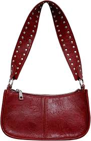 Bolso Burdeos XJKLBYQ con Tachuelas y Cremallera para Mujeres