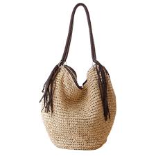 Bolso de Rafia para Mujer con Cerradura Elegante