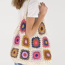 Bolso Crochet Ganchillo Cruzado Hombro con Flores de Colores