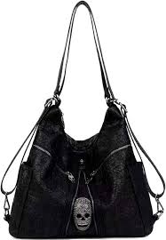 Bolso Calavera Mujer con Estampado Cruzado y Tachuelas