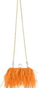 Bolso Naranja Fiesta Mumuve Avestruz Banquete Cruzado