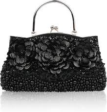 Elegante Bolso Negro de Fiesta con Lentejuelas - Ceremonia Femenino