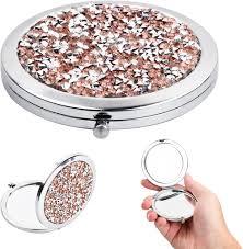 Compacto Bolsillo Maquillaje Portátil Brillante - Espejo para Tu Bolso