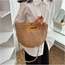 Bolso Grande Cruzados Semicirculares Tejidos - Estilo Verano para Mujer